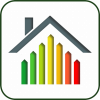 Domestic Energy Performance logo icon showing stylised house roof and EPC energy rating bars