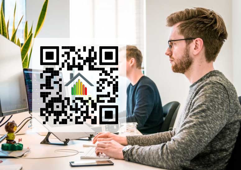 QR code to download Domestic Energy Performance contact details and save assessor information to mobile device